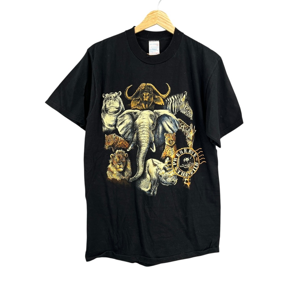 Vintage 90s World Wildlife Fund Animals‎ Graphic T Artex USA Shirt L
